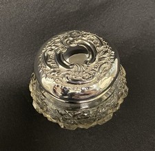 Antique Edwardian Cut Glass Vanity Jar with Sterling Silver Lid C.1900