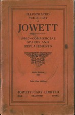 Jowett original illustr. Price List of Commercial Spares & Replacements 1936/37