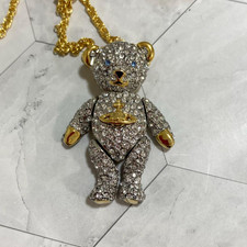Vivienne Westwood Necklace Teddy Bear Orb Silver Gold Chain No Box Japan New F/S