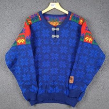 Vintage NORWEGIAN Jumper Mens M Blue Swix Trondheim Ski 97 Pure Wool Fair Isle