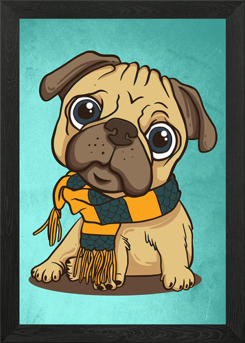 Puppy pug framed wall - puppy,