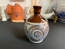 Vintage Alvingham / Skegness Studio Pottery Small Blue Swirl Vase 1970s, 14cm H