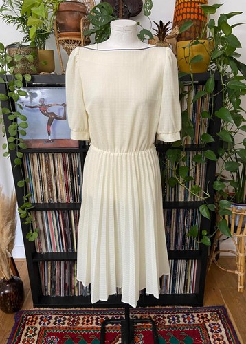 Vintage 1980s cream dress - cream,