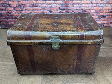 A Victorian Mohrs Patent Metal Steamer Trunk with brass lock.