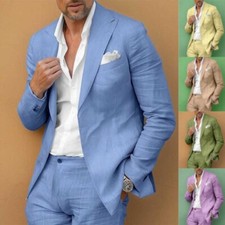 Men Linen Summer Suit Casual
