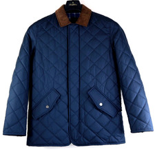 Brooks Brothers Paddock Diamond Quilted Thermore Down Coat Corded Collar Navy