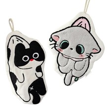 Cat hand towel hanging coral - hand,