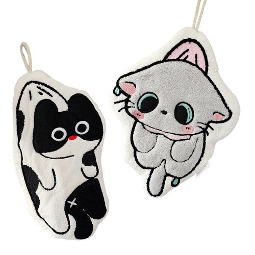 Cat hand towel - hanging, coral