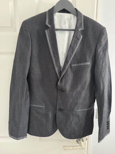 Mens topman dark grey linen - topman,
