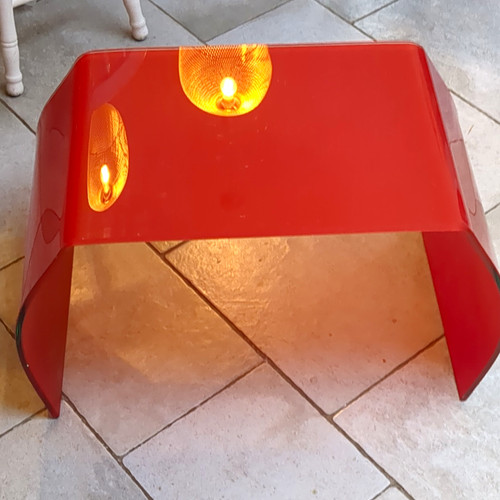 Red glossy rectangular glass - red,