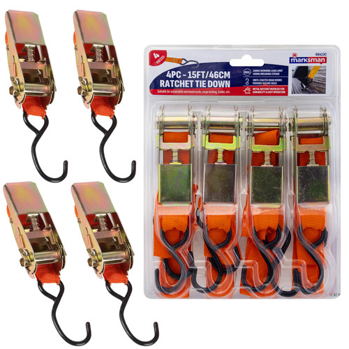 Marksman 4pc ratchet tie down - 4pc,
