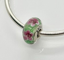 Floral Pink Green Murano Glass