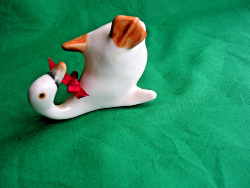 Porcelain goose with - porcelain,