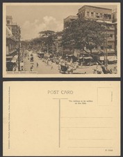 India Old Postcard Native Street Scene Calcutta TRAM Tramway Horse Carts Thacker