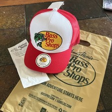New Genuine Bass Pro shop Red Trucker cap - Embroidered Logo.