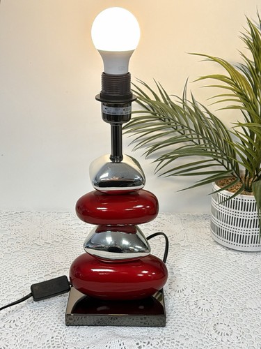 Pebble red and silver table - pebble,
