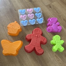 Silicon Cake Mould Bundle inc Gingerbread Man, Butterfly, Teddy Bear, Cupcake 