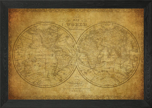 Old map the world framed - old,