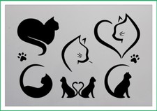 Cat bundle - cats in hearts / moons paint spray reusuable stencil prem