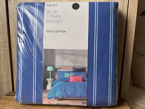 Blue 100 cotton stripe duvet - blue,