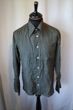 Vintage Green poka dot silky dress dagger collar shirt medium mod dandy revival