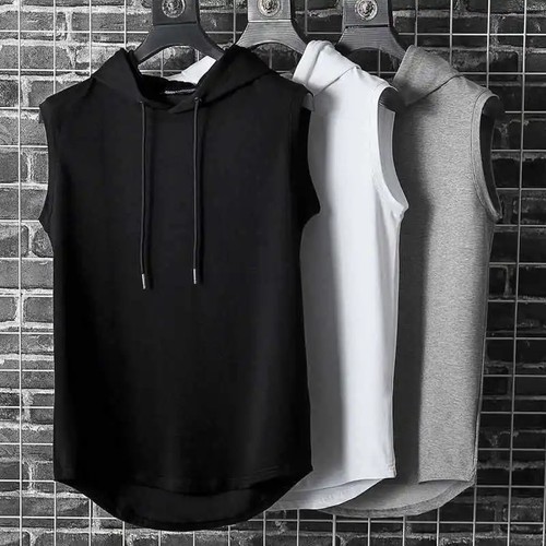 Men gym sleeveless hoodie - gym,