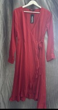 Boohoo Red Wrap Dress  Frill
