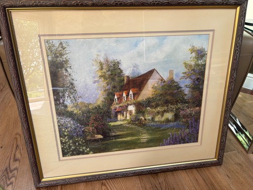 Country cottage framed - country, print