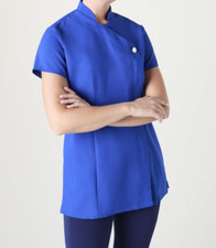 Ladies Beauty Tunic Salon SPA Uniform Top Workwear WITH LOGO Blue Size 16