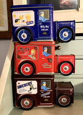 SET OF 3 RETRO SWEET RELATED  VAN SHAPED  TINS SNICKERS, MARS, MILKY WAY (502A)
