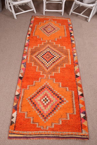 Turkish vintage rug 3x9 ft - rug,