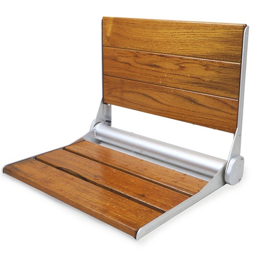 Folding teak wood shower - 18",