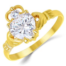 14K Yellow Gold White Heart