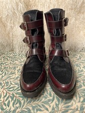 Alexander McQueen Oxblood Leather And Pony Skin Chelsea Creeper Boots Uk 4 EU37