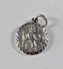 Small Vintage Silver St Christopher Pendant Double Sided Transport  Theme
