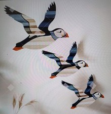 3 FLYING PUFFINS 2D rustic
