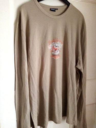 Shirt top beige large long - t,