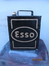 VINTAGE   1939  ESSO  MOTOR SPIRIT , 2 GALLON PETROL CAN, &  ESSO BRASS CAP