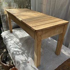 Heavy Duty 2 seater bench made with oak frame, oak legs and oak slatted seat
