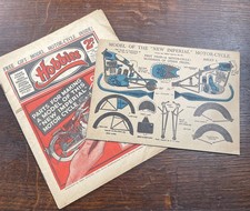 Rare Hobbies Weekly 1931 Original Free Gift Imperial Motor-Cycle Card Model 