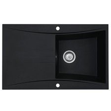Liquida SEV860BL 1.0 Bowl Composite Reversible Black Kitchen Sink And Waste Kit