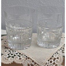 Vintage Pair Etched Crystal