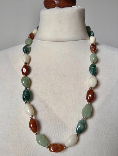 Green brown cream chunky glass - brown,