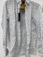 Banana Republic Large shirt slim fit white with blue palm trees never been worn