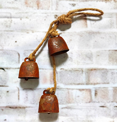 Rusty iron hanging door bells - iron,