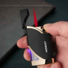 Windproof Visual Butane Gas Metal Lighter Classic Cool Lighted Red Flame Lighter