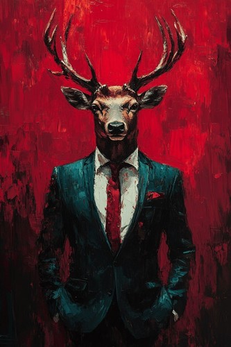 Stag animal wearing - stag, suit