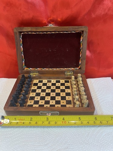 Vintage wooden travel chess - wooden,