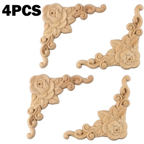 4pcs unpainted rose wooden - 4pcs,