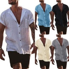 Mens Casual Cotton Linen Shirt